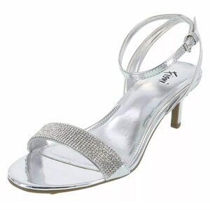 FIONI Silver Rhinestones Strappy Sandal Shoes Size 9 NWT